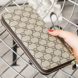 New brown zip around clutch wallet